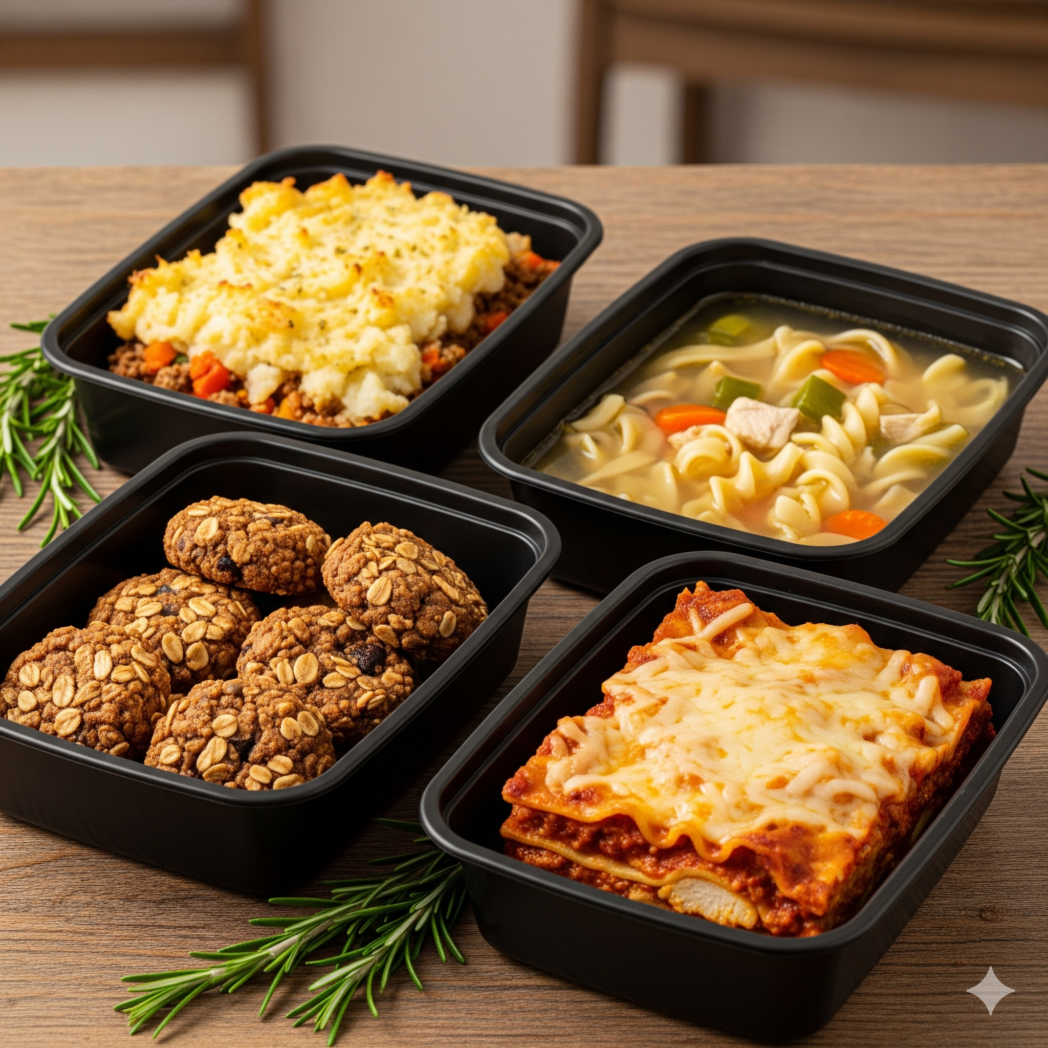 Meal prep containers with nourishing food for new parents